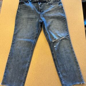 Kut from the Kloth Ankle Cropped Distressed Jeans - Blue